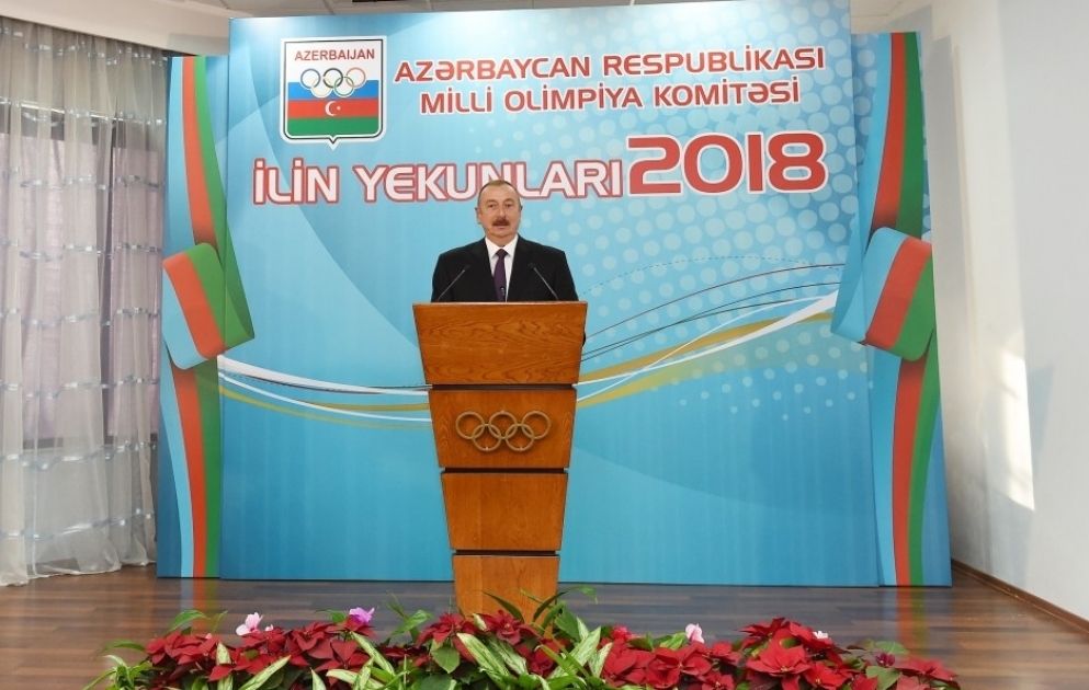 Le président azerbaïdjanais Ilham Aliyev participe à la cérémonie consacrée au bilan sportif de 2018