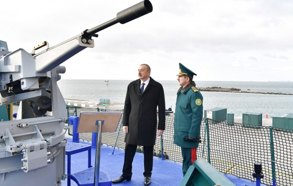 President Ilham Aliyev viewed newly built Tufan type border guard ship