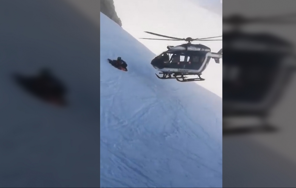 Впечатляющее видео спасения лыжника во французских Альпах