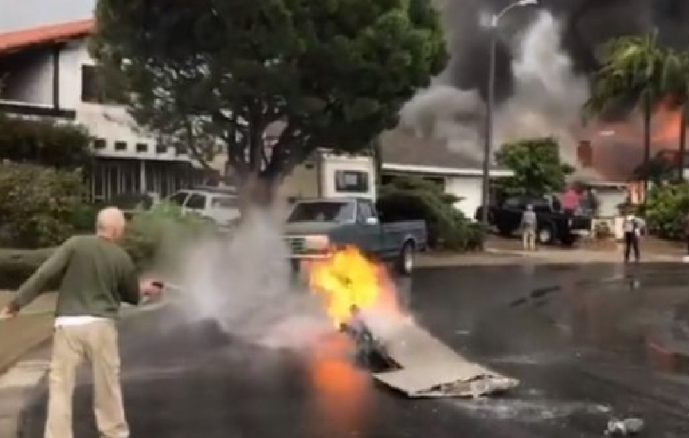 California plane crash: Five killed and two injured after aircraft smashes into house