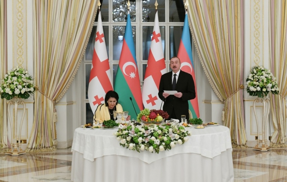 President Ilham Aliyev hosted official reception in honor of Georgian President Salome Zourabichvili