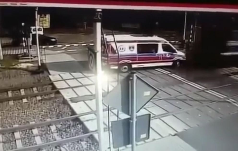 Ambulance crashed by  train in Poland