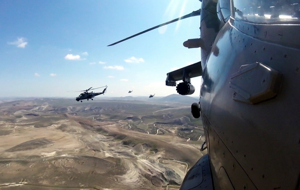 Air Force helicopter units held a flight-tactical training