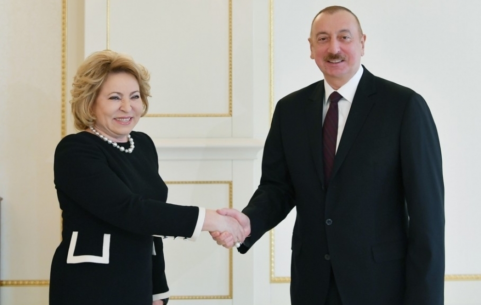 Prezident İlham Əliyev Rusiya Federal Məclisi Federasiya Şurasının sədrinin başçılıq etdiyi nümayəndə heyətini qəbul edib