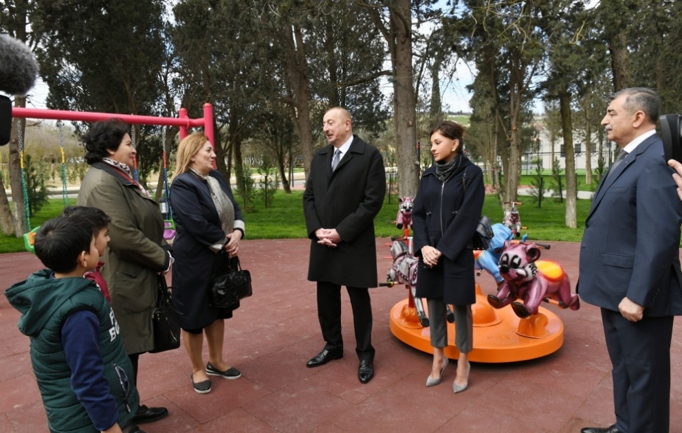 President Ilham Aliyev viewed conditions created at newly- reconstructed Neftchilar park in Garachukhur settlement
