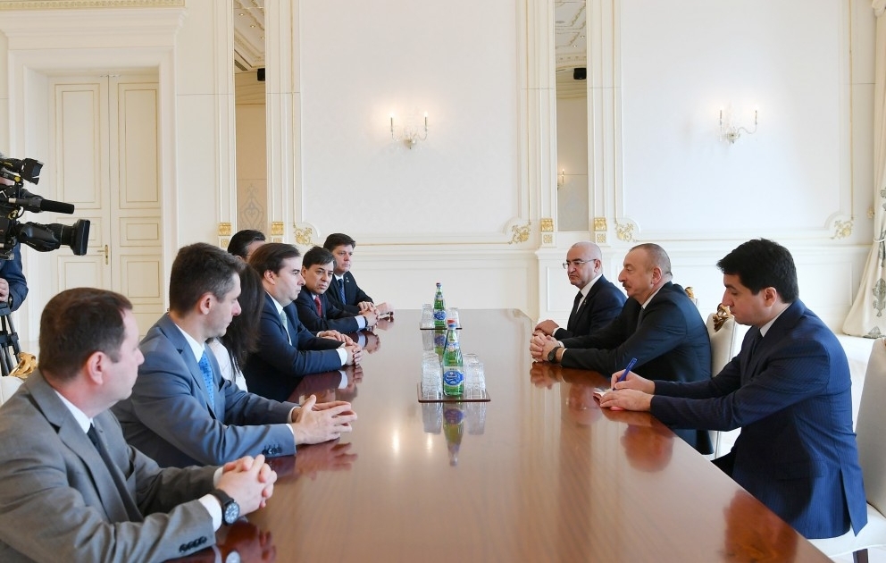 Präsident Ilham Aliyev empfängt den Präsidenten des brasilianischen Abgeordnetenhauses