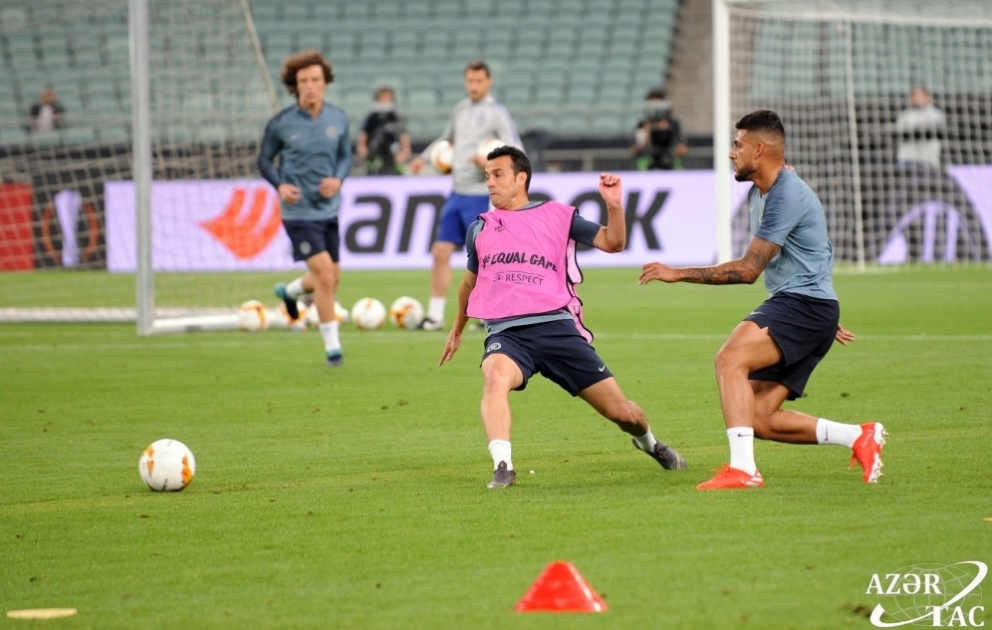 Chelsea FC trained at the Baku Olympic Stadium