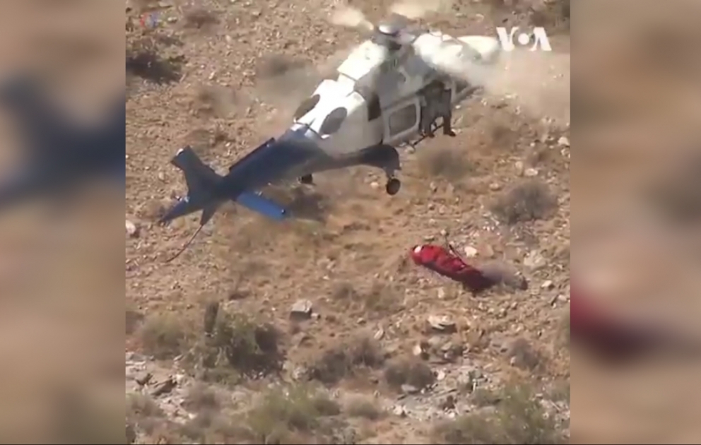 Chopper rescue turns scary as stretcher spins
