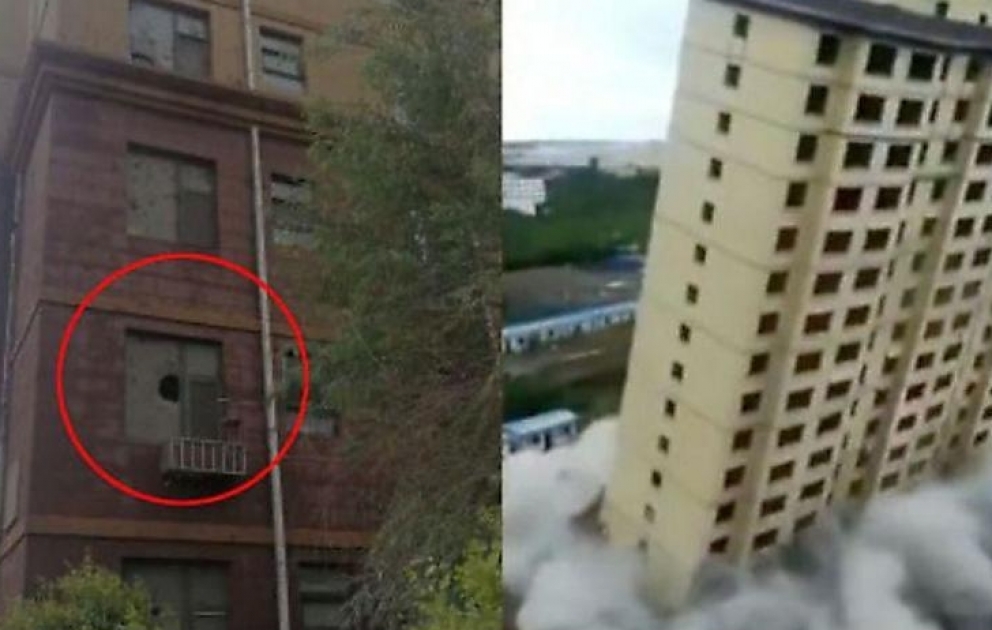Китайские строители чуть не снесли два дома, вместо одного