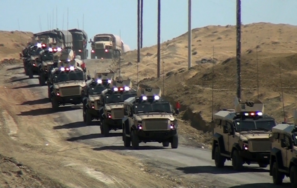 Exercises were held at the combined-arms rang