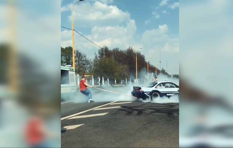 Human power – he didn’t let the car to move