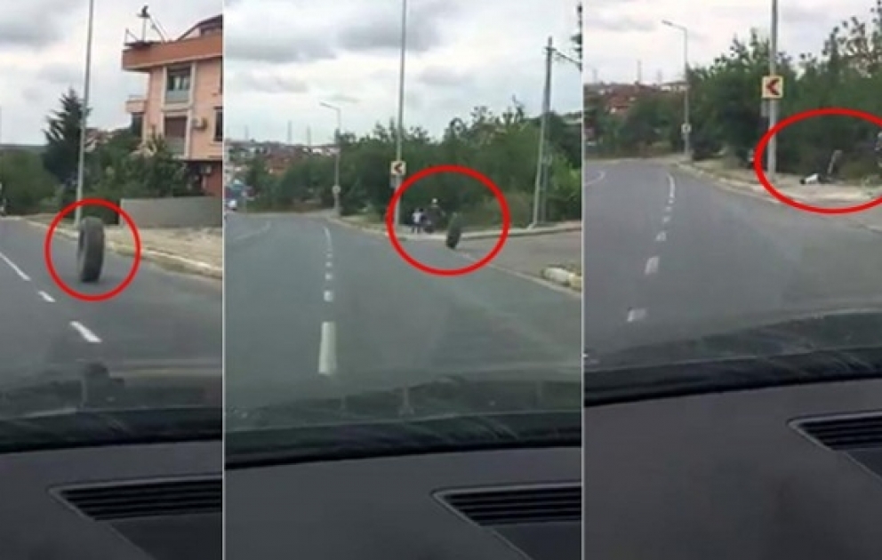 Yük maşınından çıxan təkər balaca uşağa çırpıldı