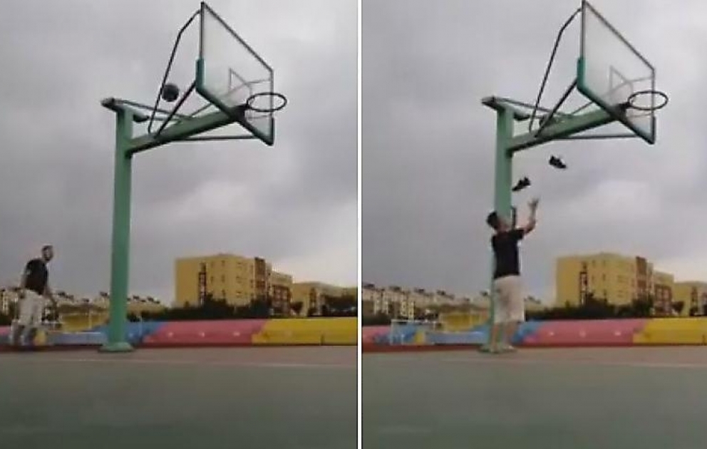 İdmançı basketbol məşqi zamanı ayaqqabısız qaldı
