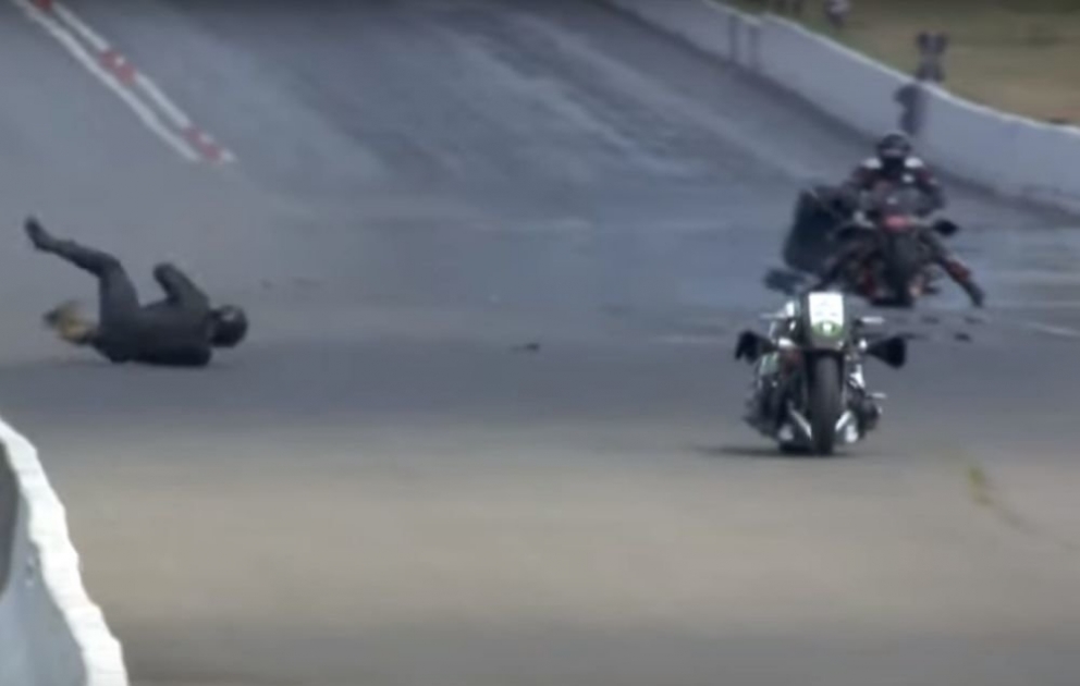 Top Fuel Harley racer Beau Layne has wild crash in Seattle