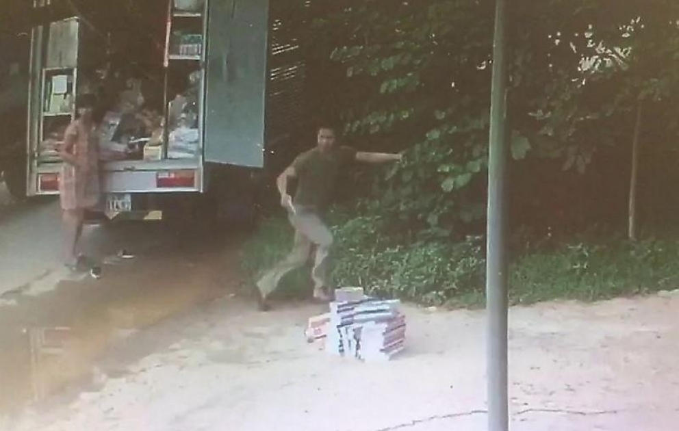 Delivery Man Dodges Truck