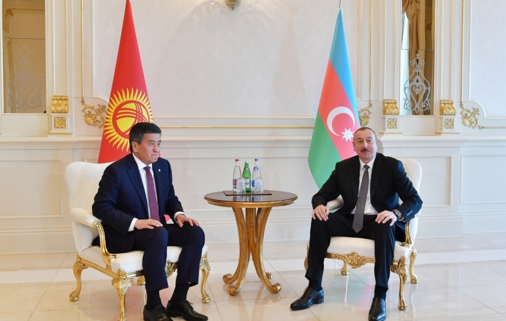 Azərbaycan Prezidenti İlham Əliyevin Qırğızıstan Prezidenti Sooronbay Jeenbekov ilə görüşü olub