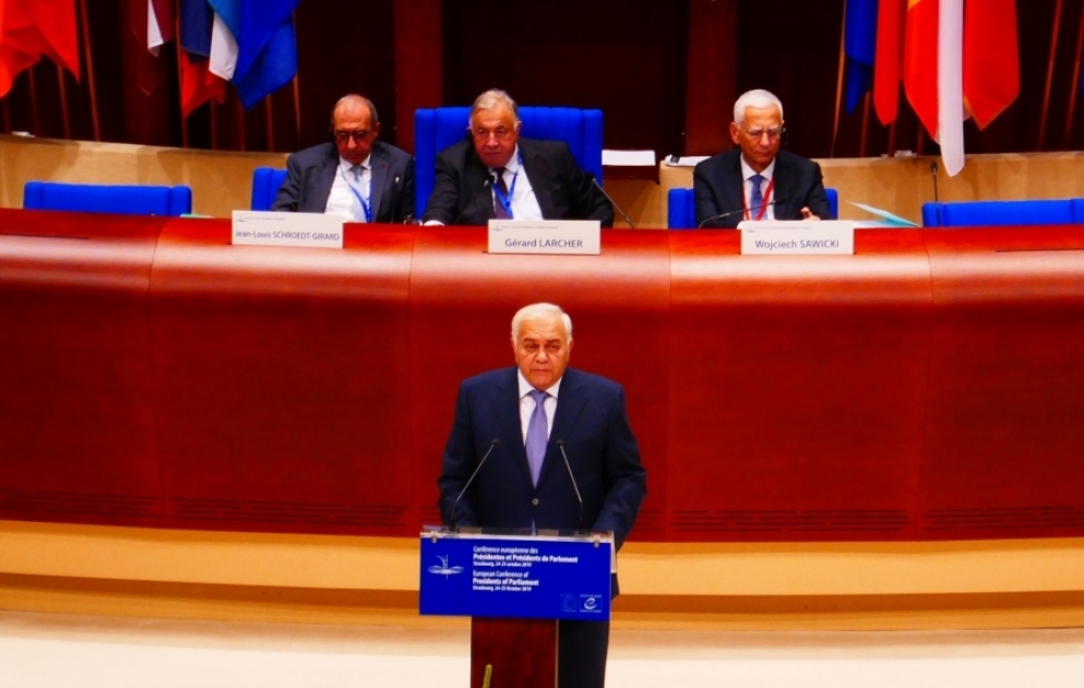 Azərbaycan Milli Məclisinin Sədri Avropa Şurasına üzv dövlətlərin parlament sədrlərinin konfransında çıxış edib