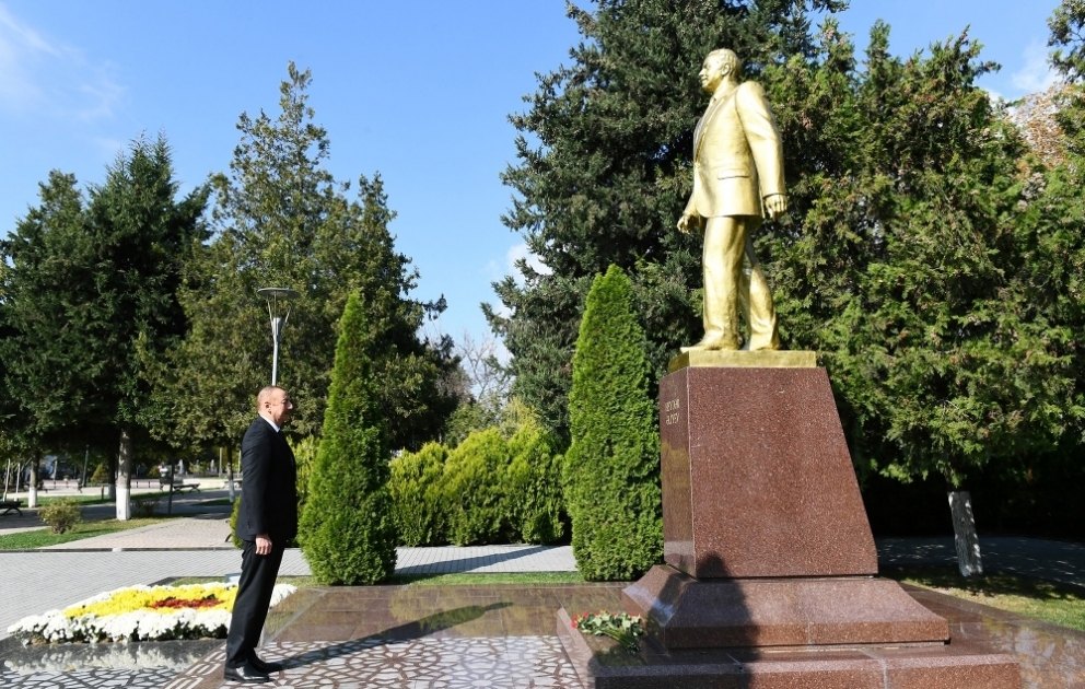 Staatspräsident Ilham Aliyev zu Besuch in Gabala eingetroffen