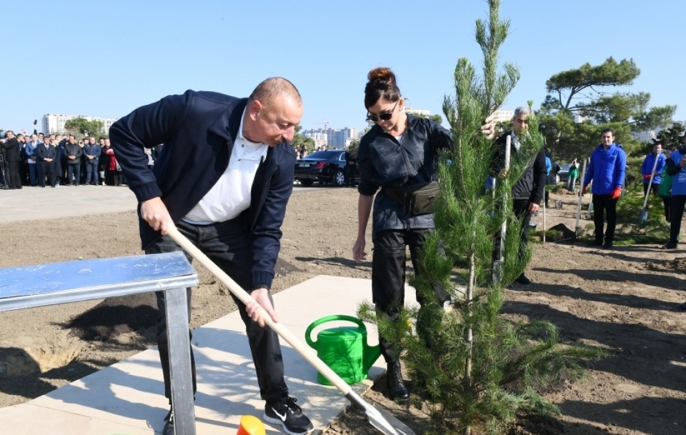 Präsident Ilham Aliyev und Erste Vizepräsidentin Mehriban Aliyeva beteiligen sich an Baumpflanzaktion