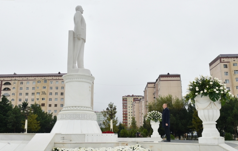 President Ilham Aliyev arrived in Sumgayit for visit