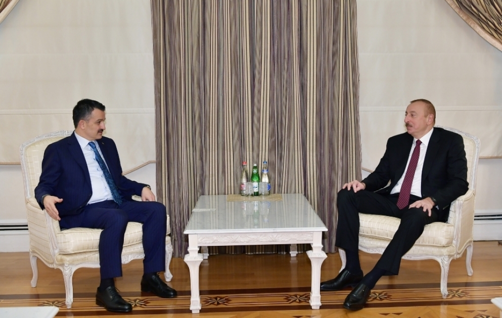 Le président azerbaïdjanais reçoit une délégation dirigée par le ministre turc de l'Agriculture et des Forêts