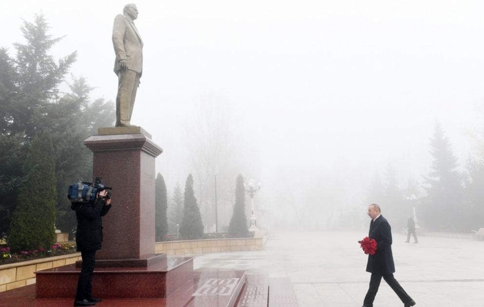 President Ilham Aliyev arrived in Shamakhi district for visit