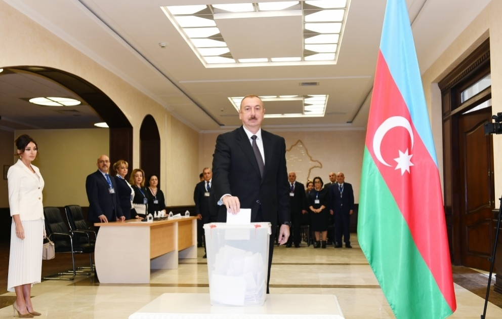 President Ilham Aliyev voted at polling station No 6