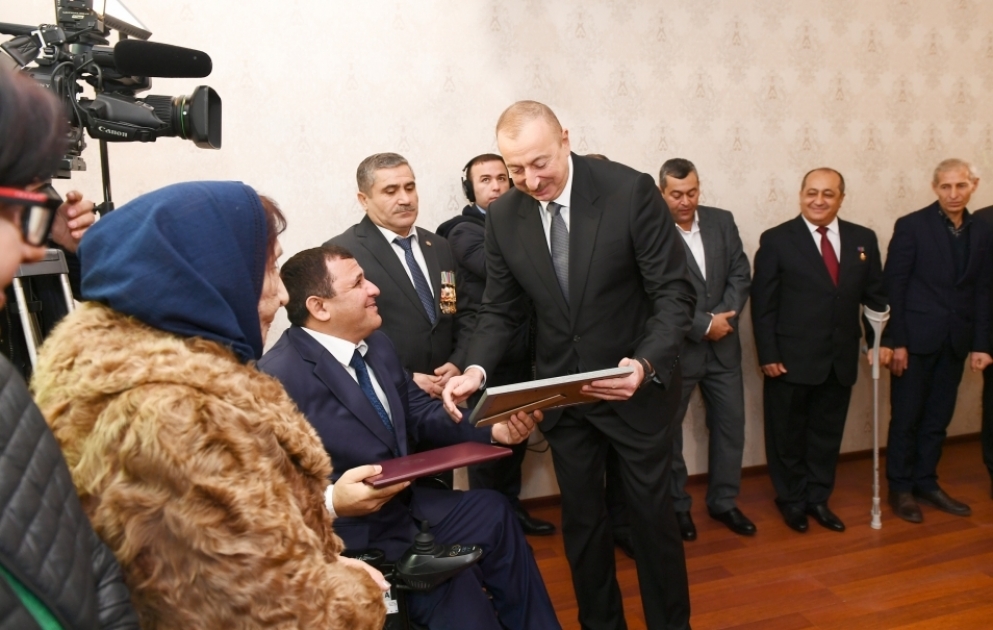 Ceremony was held to give out apartments and cars to Karabakh war disabled and those equated to them 
President Ilham Aliyev attended the ceremony