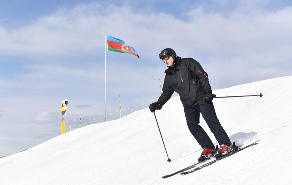 President Ilham Aliyev and first lady Mehriban Aliyeva viewed work done at Shahdag Tourism Center
