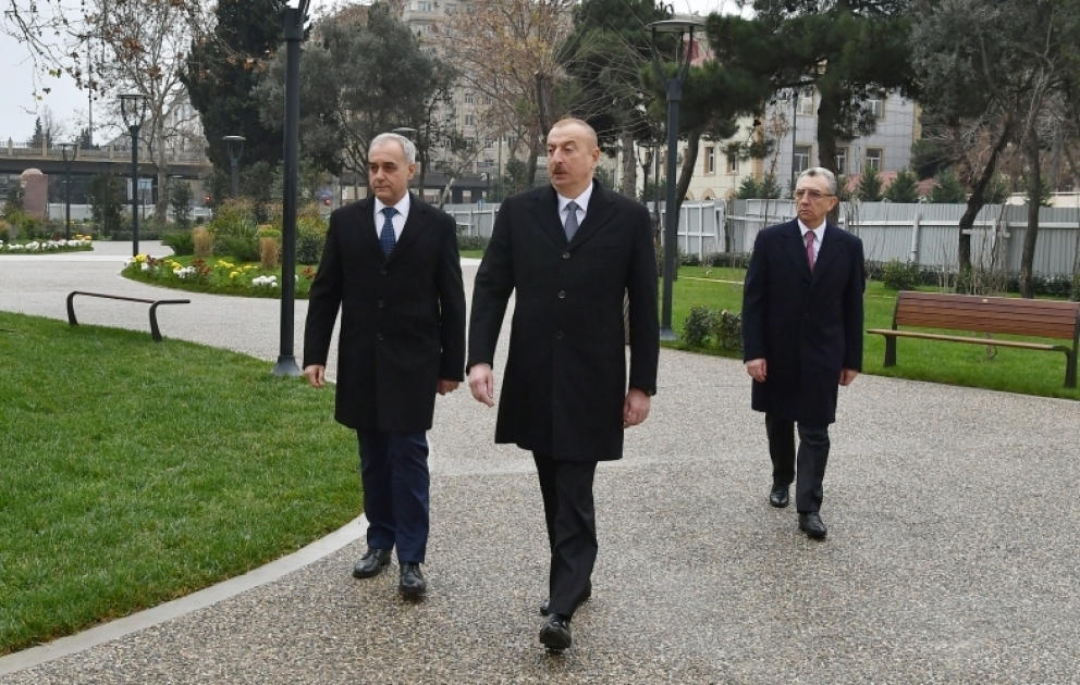 President Ilham Aliyev viewed ongoing renovation works in another park in Baku