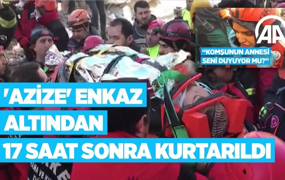 Xilasedicilərin telefonla danışdığı Əzizə adlı qadın 17 saat sonra dağıntılar altından sağ çıxarıldı