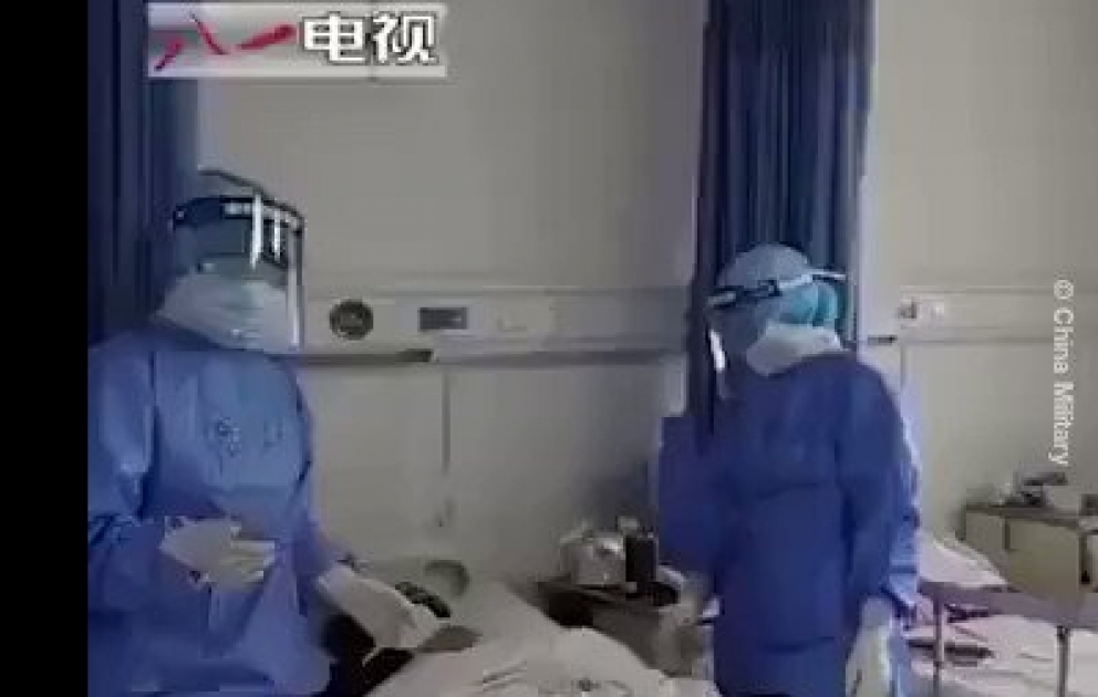 Medical workers at Wuhan hospital sing to the coronavirus patients to support them in fight against the virus