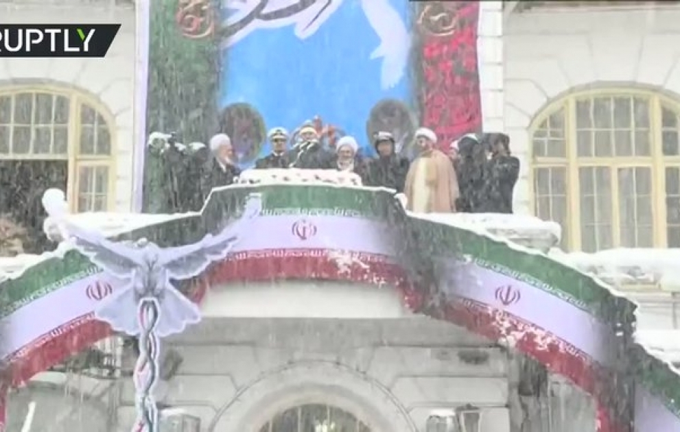 Heavy snowfall doesn't stop Iranians from marking Islamic Revolution anniversary