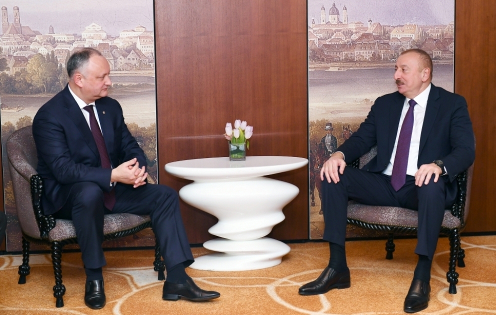 Azərbaycan Prezidenti İlham Əliyev Münxendə Moldova Prezidenti İqor Dodon ilə görüşüb