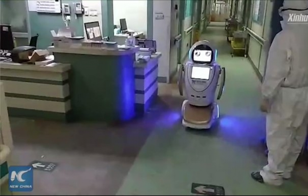Coronavirus fight: Disinfection robots are employed in hospitals in Qingdao, China FightVirus