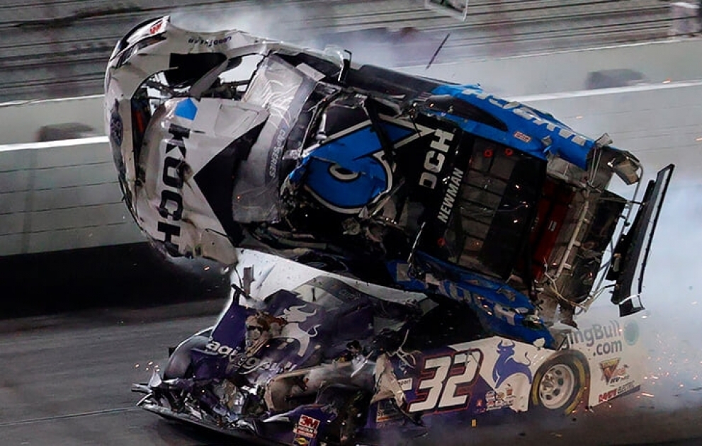 Here is the final lap of the Daytona 500 in which Ryan Newman's car was flipped at the line