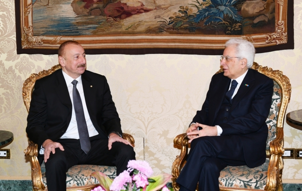 Ilham Aliyev und Sergio Mattarella treffen sich zu Vier-Augen-Gespräch
