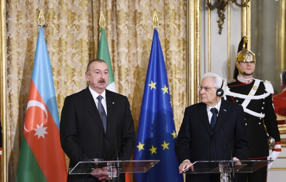 Déclarations à la presse des présidents azerbaïdjanais et italien