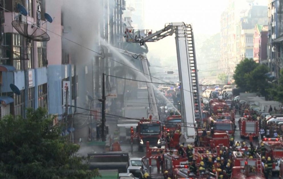 Yangon: Scores of people rescued from a blazing building