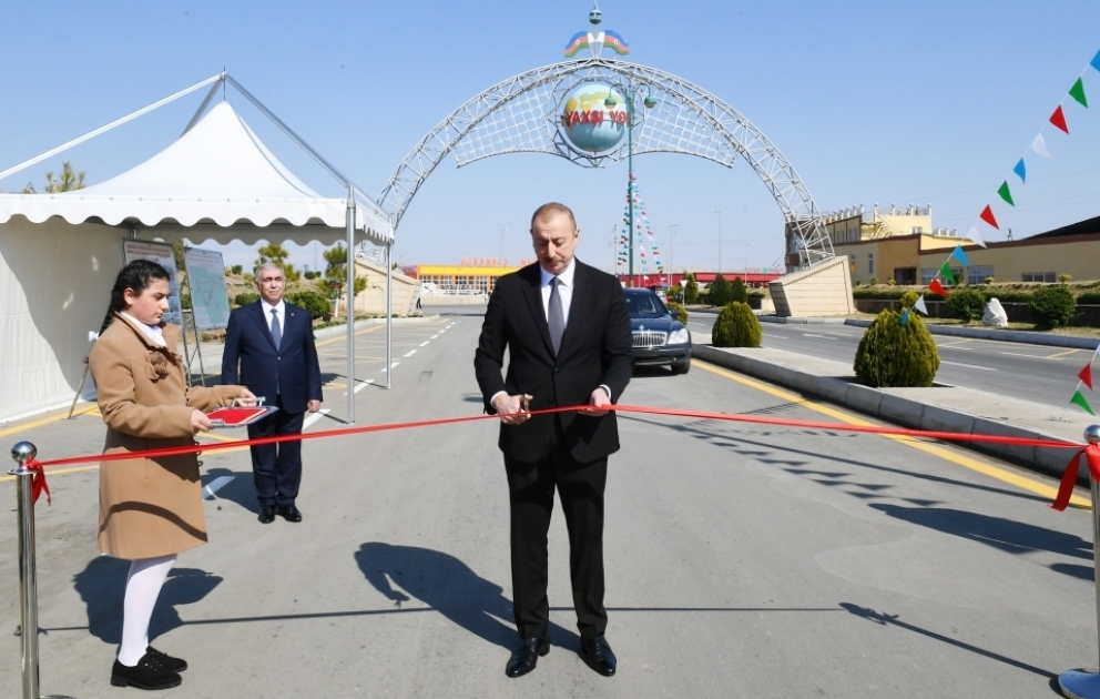 Le président Ilham Aliyev inaugure la route Qizilhadjili-Goranboy-Goran-Rahimli-Veyisli-Gazanboulag-Borsounlou