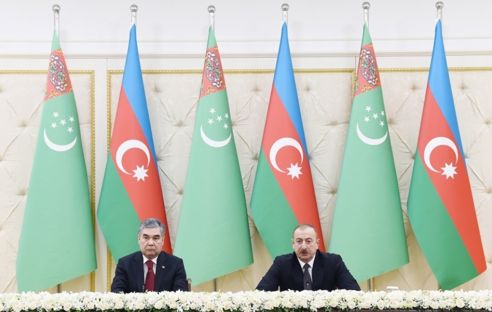 Azerbaijani, Turkmen presidents made press statements