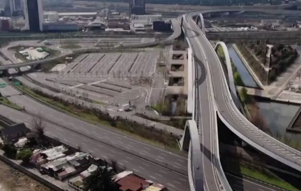 Drone video shows almost entirely deserted roads in this part of northern Italy following the coronavirus outbreak