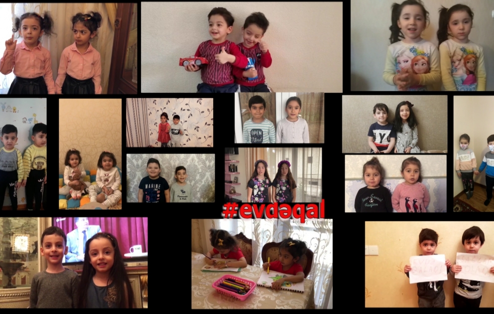 Azərbaycan əkizləri hər kəsə #evdəqal deyir