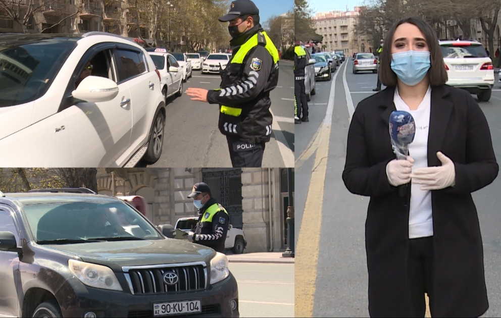 Xüsusi karantin rejimi - Şəhərdəki polis postlarından REPORTAJ