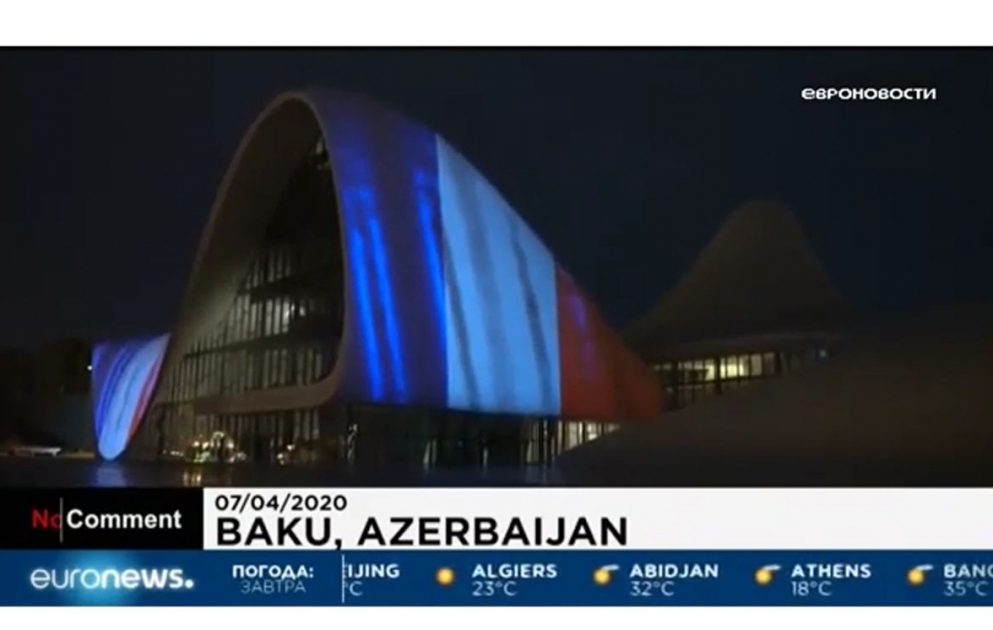 Euronews shows video footage on solidarity of Azerbaijan’s Heydar Aliyev Center with coronavirus-affected countries