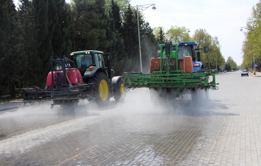 Yevlax: koronavirus pandemiyasına qarşı dezinfeksiya işləri davam etdirilir