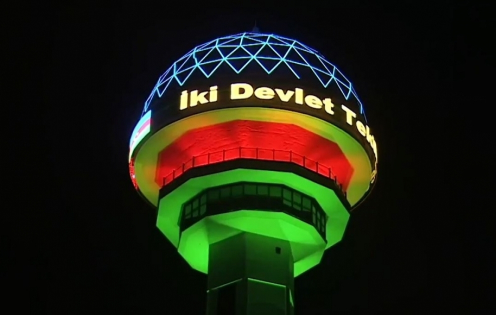 Ankara’s Atakule illuminated in colors of Azerbaijan’s flag