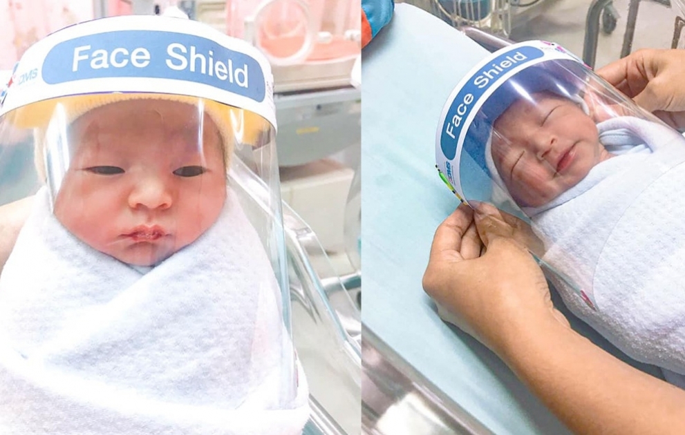 Face shields given to newborn babies to fend off coronavirus