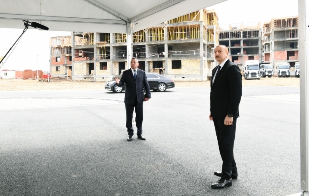 President Ilham Aliyev viewed construction progress at blocks of residential buildings for 3,042 IDP families