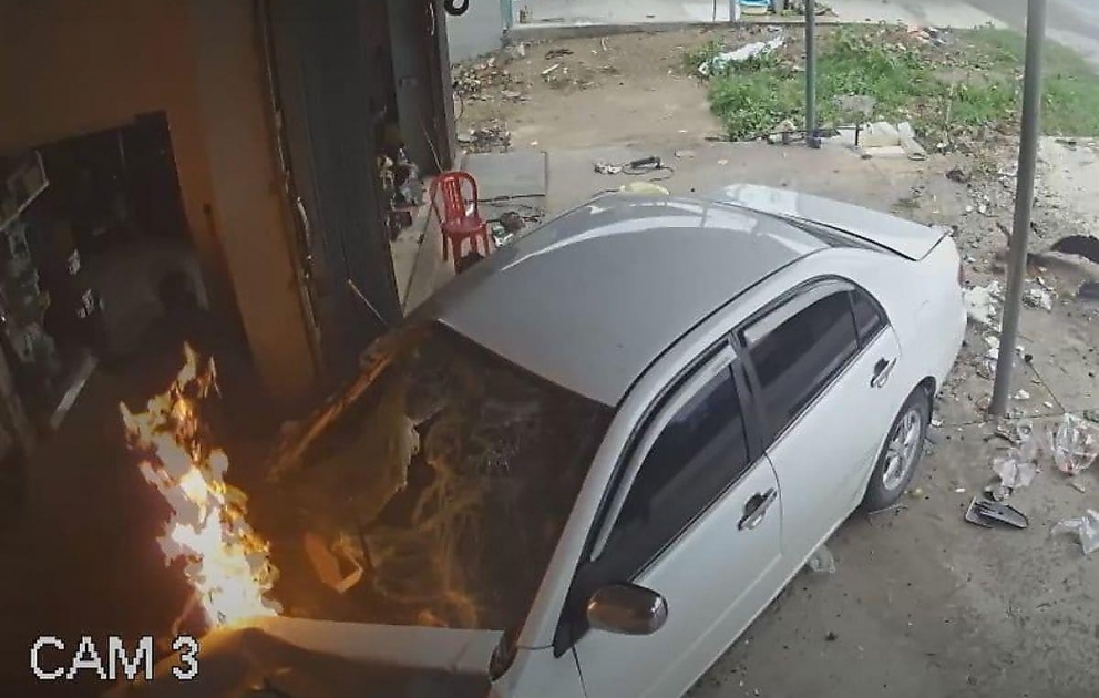 Car and Truck Spin Out in Close Call